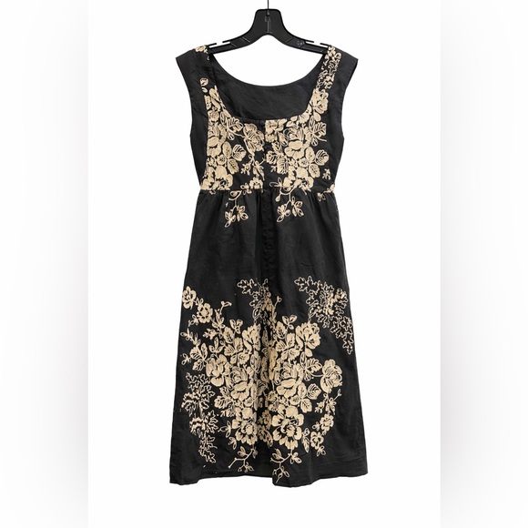 J.Crew Dark Grey Embroidered Floral Dress Sleeveless Cotton Mini Size 0 🤎 Cotton - Picture 3 of 6